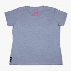 Camiseta mimaría hempworks para chica de color gris y logo negative fucsia